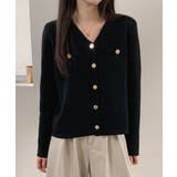 ブラック | Vネックのショート丈ニットカーディガン | SAISON DE PAPILLON 