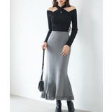 マーメイド裾フリンジニットロングスカート | SAISON DE PAPILLON  | 詳細画像6 