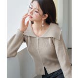 パール付きダブルジップニットカーディガン | SAISON DE PAPILLON | 詳細画像8