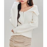 パール付きダブルジップニットカーディガン | SAISON DE PAPILLON | 詳細画像10