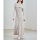 ベージュ | ショルダーロングニットワンピース | SAISON DE PAPILLON