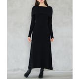 ブラック | ショルダーロングニットワンピース | SAISON DE PAPILLON