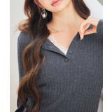 胸元レースリブ編みニットトップス | SAISON DE PAPILLON | 詳細画像8