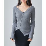 グレー | ランダムテレコ編み2枚風ニットトッブス | SAISON DE PAPILLON