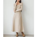 アシンメトリネック長袖ミディ丈ニットワンピース | SAISON DE PAPILLON | 詳細画像12