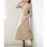 アシンメトリネック長袖ミディ丈ニットワンピース | SAISON DE PAPILLON | 詳細画像13