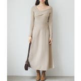 アシンメトリネック長袖ミディ丈ニットワンピース | SAISON DE PAPILLON | 詳細画像15