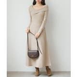 アシンメトリネック長袖ミディ丈ニットワンピース | SAISON DE PAPILLON | 詳細画像16