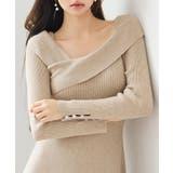 アシンメトリネック長袖ミディ丈ニットワンピース | SAISON DE PAPILLON | 詳細画像19