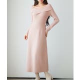 ピンク | アシンメトリネック長袖ミディ丈ニットワンピース | SAISON DE PAPILLON