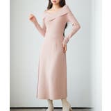 アシンメトリネック長袖ミディ丈ニットワンピース | SAISON DE PAPILLON | 詳細画像3