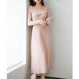 アシンメトリネック長袖ミディ丈ニットワンピース | SAISON DE PAPILLON | 詳細画像4