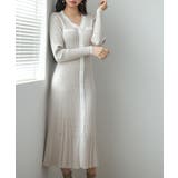 配色リブ編みニットミディ丈ワンピース | SAISON DE PAPILLON | 詳細画像3