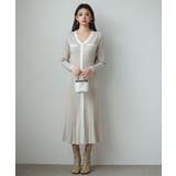 配色リブ編みニットミディ丈ワンピース | SAISON DE PAPILLON | 詳細画像5