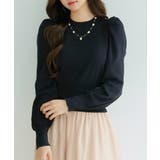 ブラック | ギャザースリーブニットプルオーバー | SAISON DE PAPILLON 