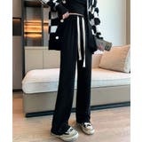 ブラック | 裏起毛コーデユロイワイドパンツ | SAISON DE PAPILLON 