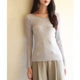 リブ編み暖か裏起毛ストレッチトップス | SAISON DE PAPILLON | 詳細画像3