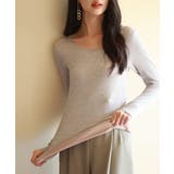 リブ編み暖か裏起毛ストレッチトップス | SAISON DE PAPILLON | 詳細画像4