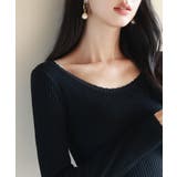 リブ編み暖か裏起毛ストレッチトップス | SAISON DE PAPILLON | 詳細画像22