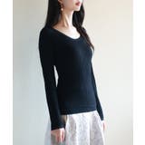 リブ編み暖か裏起毛ストレッチトップス | SAISON DE PAPILLON | 詳細画像16