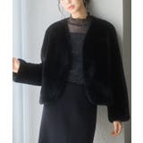 ブラック | もこもこフェイクファーノーカラージャケット | SAISON DE PAPILLON 