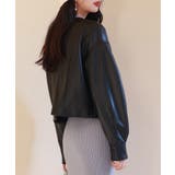 ノーカラーフェイクレザーブルゾン | SAISON DE PAPILLON  | 詳細画像11 