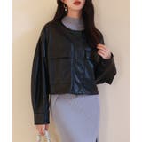 ノーカラーフェイクレザーブルゾン | SAISON DE PAPILLON  | 詳細画像5 