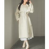 ベージュ | ウール混ベルト付きヨークデザインコート | SAISON DE PAPILLON