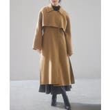 ブラウン | ウール混ベルト付きヨークデザインコート | SAISON DE PAPILLON