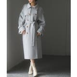 グレー | トレンチ風ダブルフェイスロングコート | SAISON DE PAPILLON 