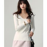 コンパクトVネックニットプルオーバー | SAISON DE PAPILLON  | 詳細画像40 