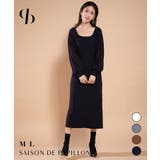 リボンベルト付きスクエアネックニットワンピース | SAISON DE PAPILLON  | 詳細画像1 