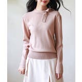 ブラウン | 首元パールリボンハイゲージニットプルオーバー | SAISON DE PAPILLON 