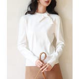 アイボリー | 首元パールリボンハイゲージニットプルオーバー | SAISON DE PAPILLON 