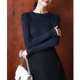 ネイビー | リブ編みプチハイネックニットプルオーバー | SAISON DE PAPILLON