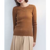 ブラウン | リブ編みクルーネックニットプルオーバー | SAISON DE PAPILLON