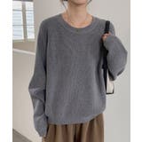 チャコール | 畦編みクルーネックニットプルオーバー | SAISON DE PAPILLON