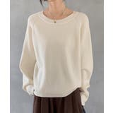 アイボリー | 畦編みクルーネックニットプルオーバー | SAISON DE PAPILLON