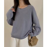 ブルーグレー | 畦編みクルーネックニットプルオーバー | SAISON DE PAPILLON