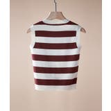 クルーネック配色ボーダーノースリーブニット | SAISON DE PAPILLON | 詳細画像23