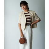 クルーネック配色ボーダーノースリーブニット | SAISON DE PAPILLON | 詳細画像17