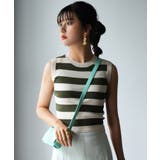 クルーネック配色ボーダーノースリーブニット | SAISON DE PAPILLON | 詳細画像7