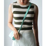 クルーネック配色ボーダーノースリーブニット | SAISON DE PAPILLON | 詳細画像9