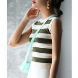 クルーネック配色ボーダーノースリーブニット | SAISON DE PAPILLON | 詳細画像10