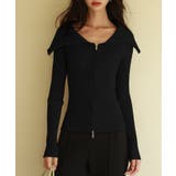 ブラック | 2wayジップニットプルオーバー | SAISON DE PAPILLON 