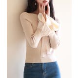 ベージュ | フレア袖ニットプルオーバ | SAISON DE PAPILLON