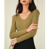 カーキ | タックスリーブリブニットプルオーバー | SAISON DE PAPILLON