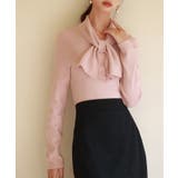 ピンク | リボンボウタイネックニットプルオーバ | SAISON DE PAPILLON