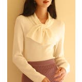アイボリー | リボンボウタイネックニットプルオーバ | SAISON DE PAPILLON