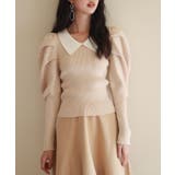 ベージュ | 配色カラーマトンスリーブニットプルオーバー | SAISON DE PAPILLON 